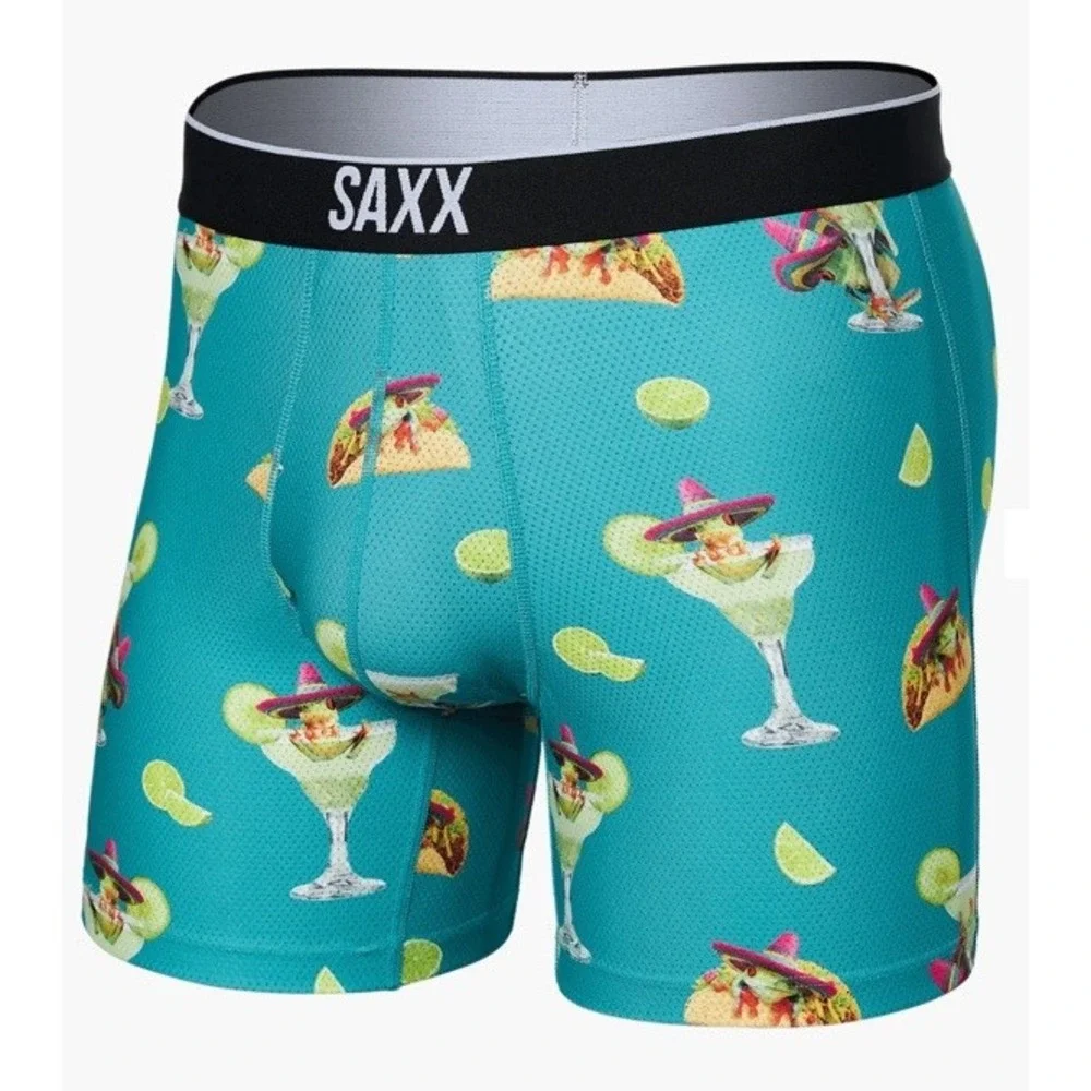 New SAXX Volt‎ Breathable Mesh Boxer Brief Senor Tree Frogz Baltic Green XL